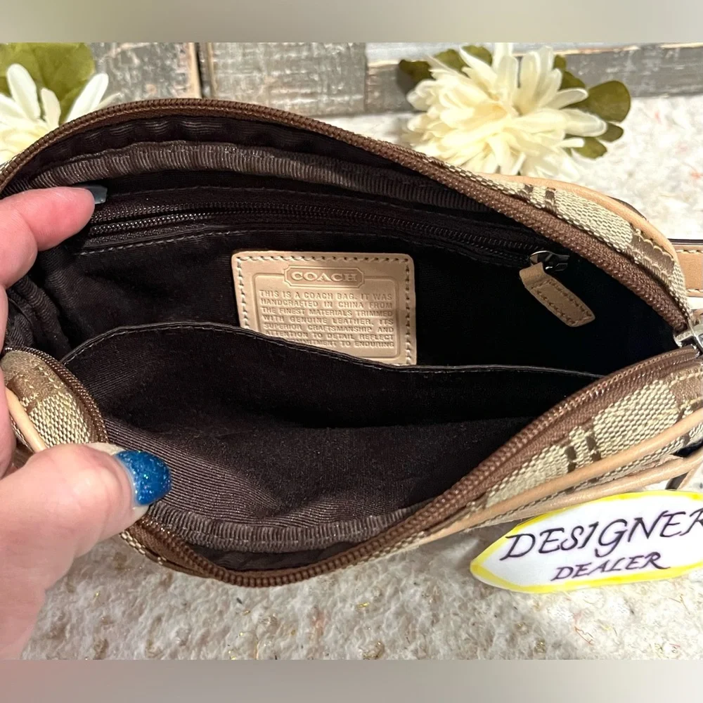 COACH Vintage Signature Canvas Vachetta Leather Trim Belt Bag Mint Cond